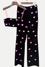 Flowering Girl Women Jawel Heart Sequin Two Piece Set