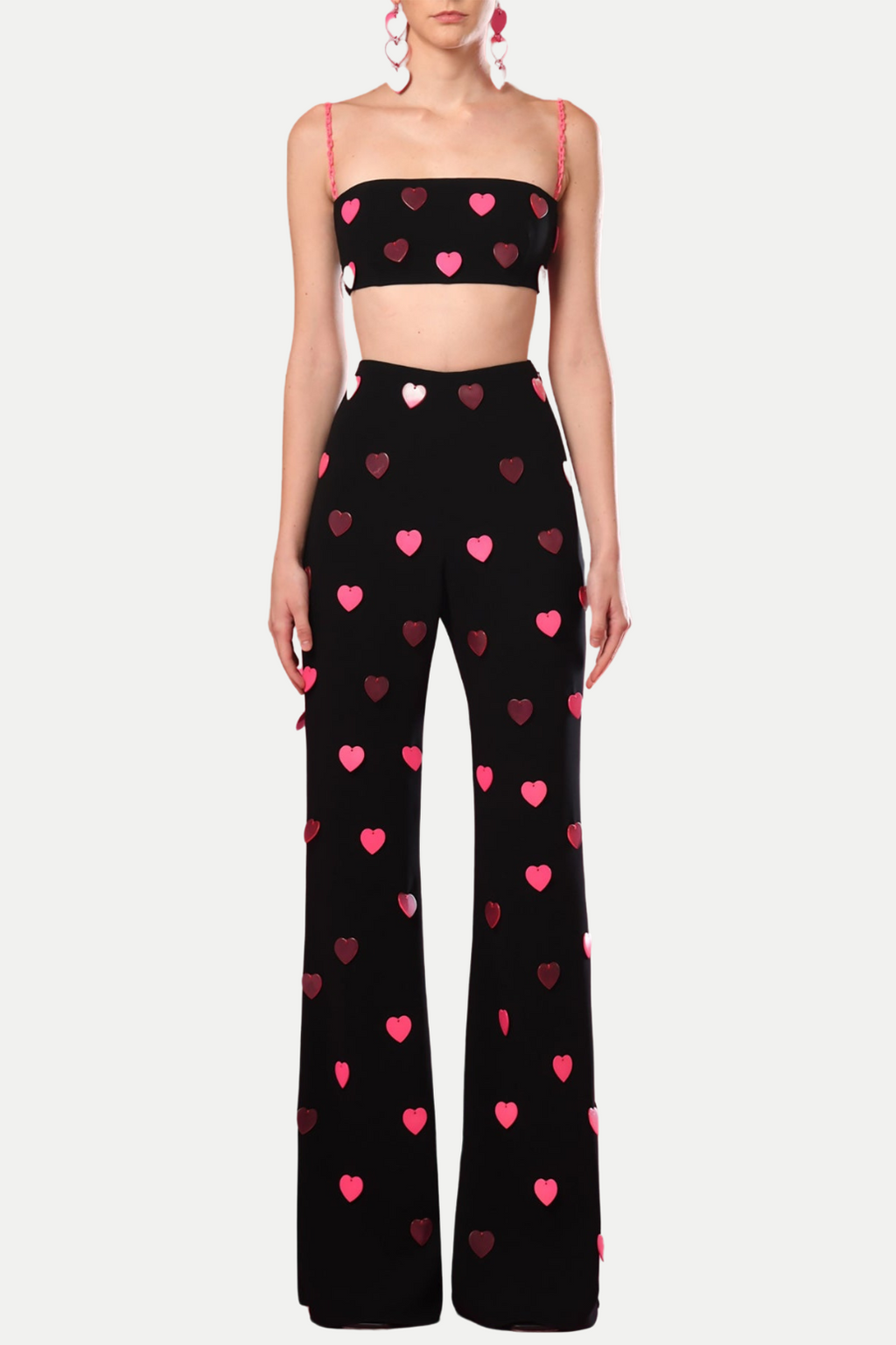 Flowering Girl Women Jawel Heart Sequin Two Piece Set