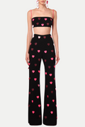 Flowering Girl Women Jawel Heart Sequin Two Piece Set