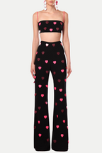 Flowering Girl Women Jawel Heart Sequin Two Piece Set