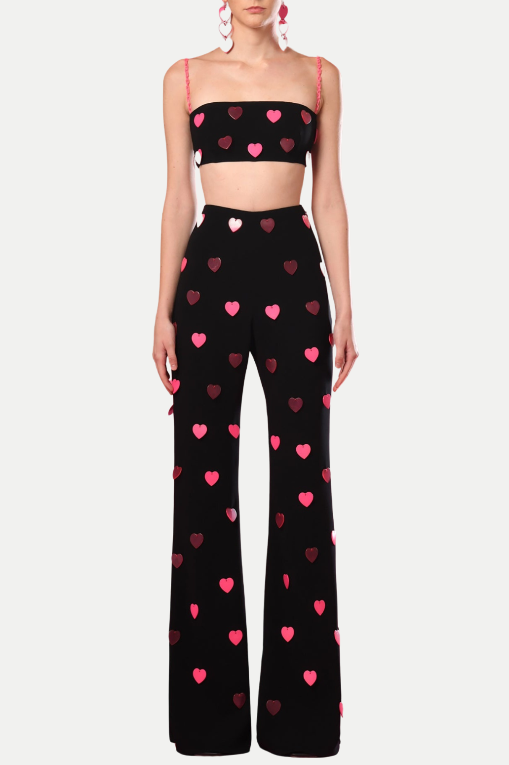 Flowering Girl Women Jawel Heart Sequin Two Piece Set