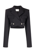 Flowering Girl Women Jayla Cropped Cutout Blazer in Black