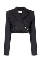 Flowering Girl Women Jayla Cropped Cutout Blazer in Black