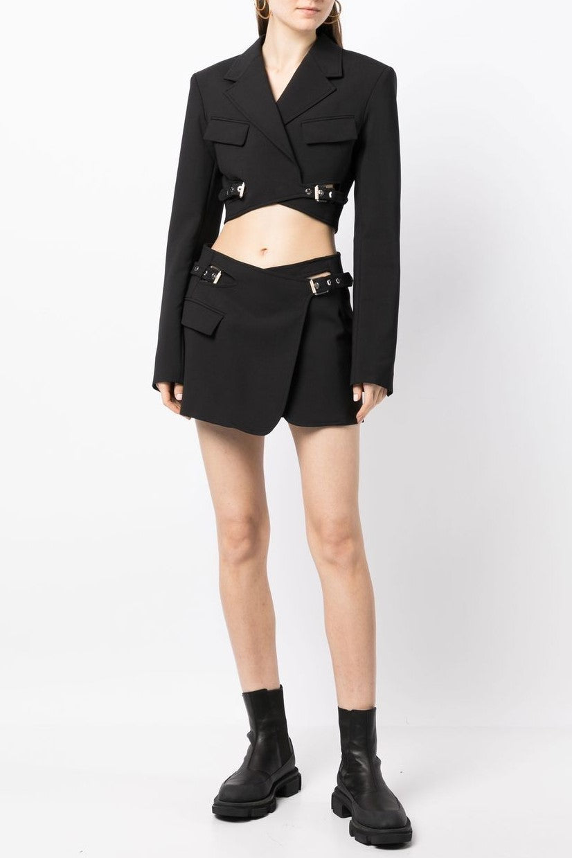 Flowering Girl Women Jayla Cropped Cutout Blazer in Black