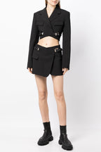 Flowering Girl Women Jayla Cropped Cutout Blazer in Black