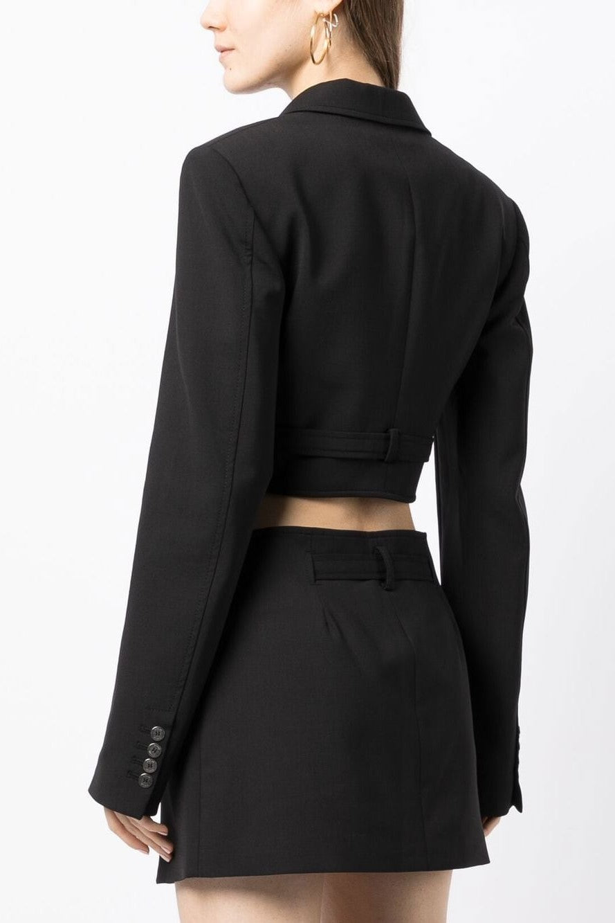 Flowering Girl Women Jayla Cropped Cutout Blazer in Black
