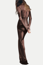 Flowering Girl Women Jolleen Ruched Mesh Maxi Dress - Brown