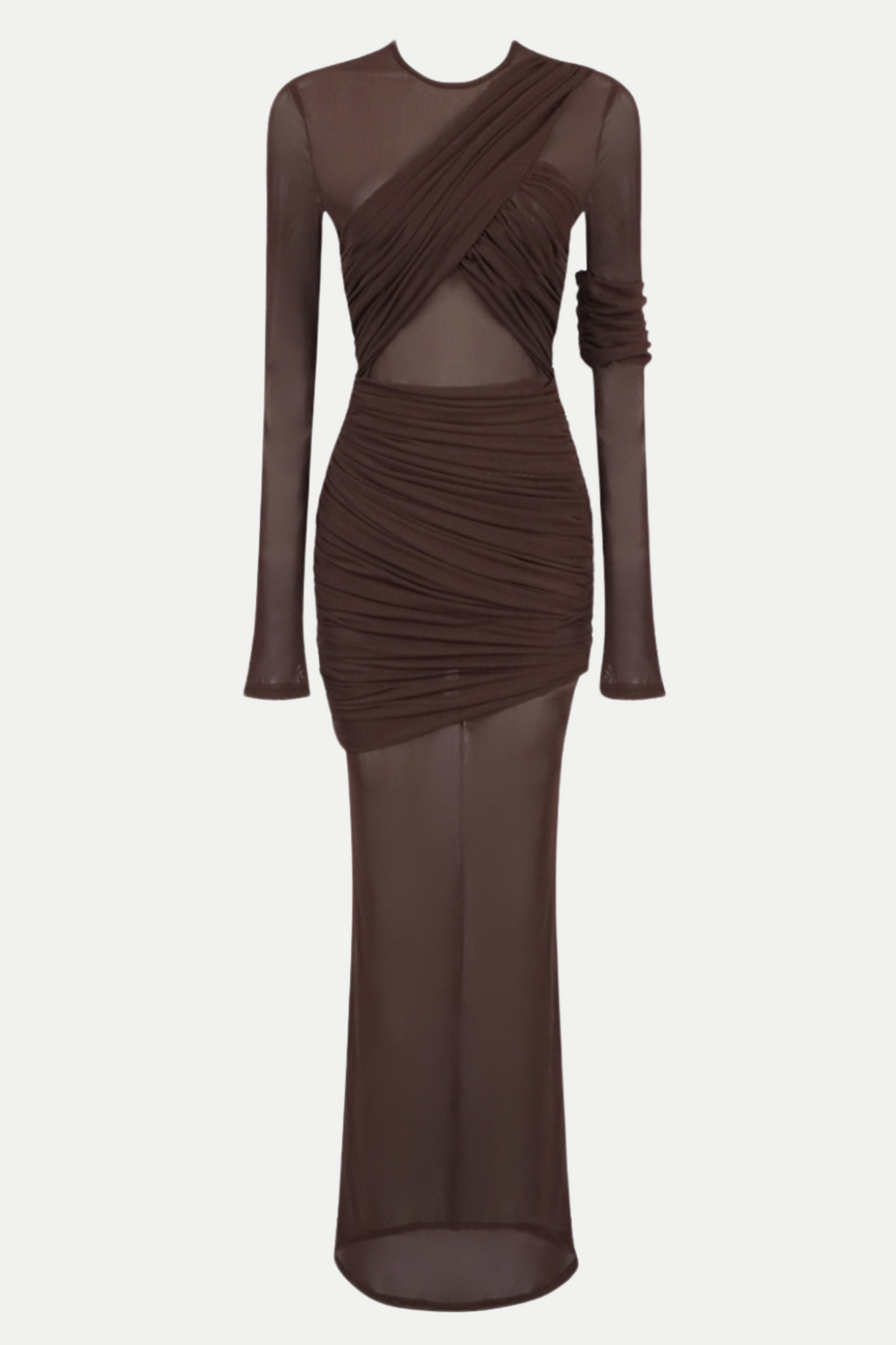 Flowering Girl Women Jolleen Ruched Mesh Maxi Dress - Brown