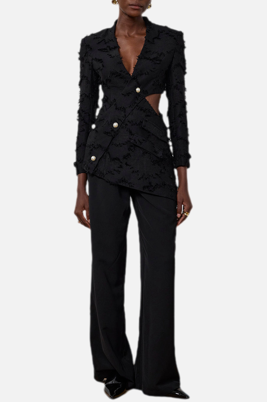 Flowering Girl Women Jovie Fringe Cutout Asymmetric Blazer