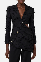 Flowering Girl Women Jovie Fringe Cutout Asymmetric Blazer