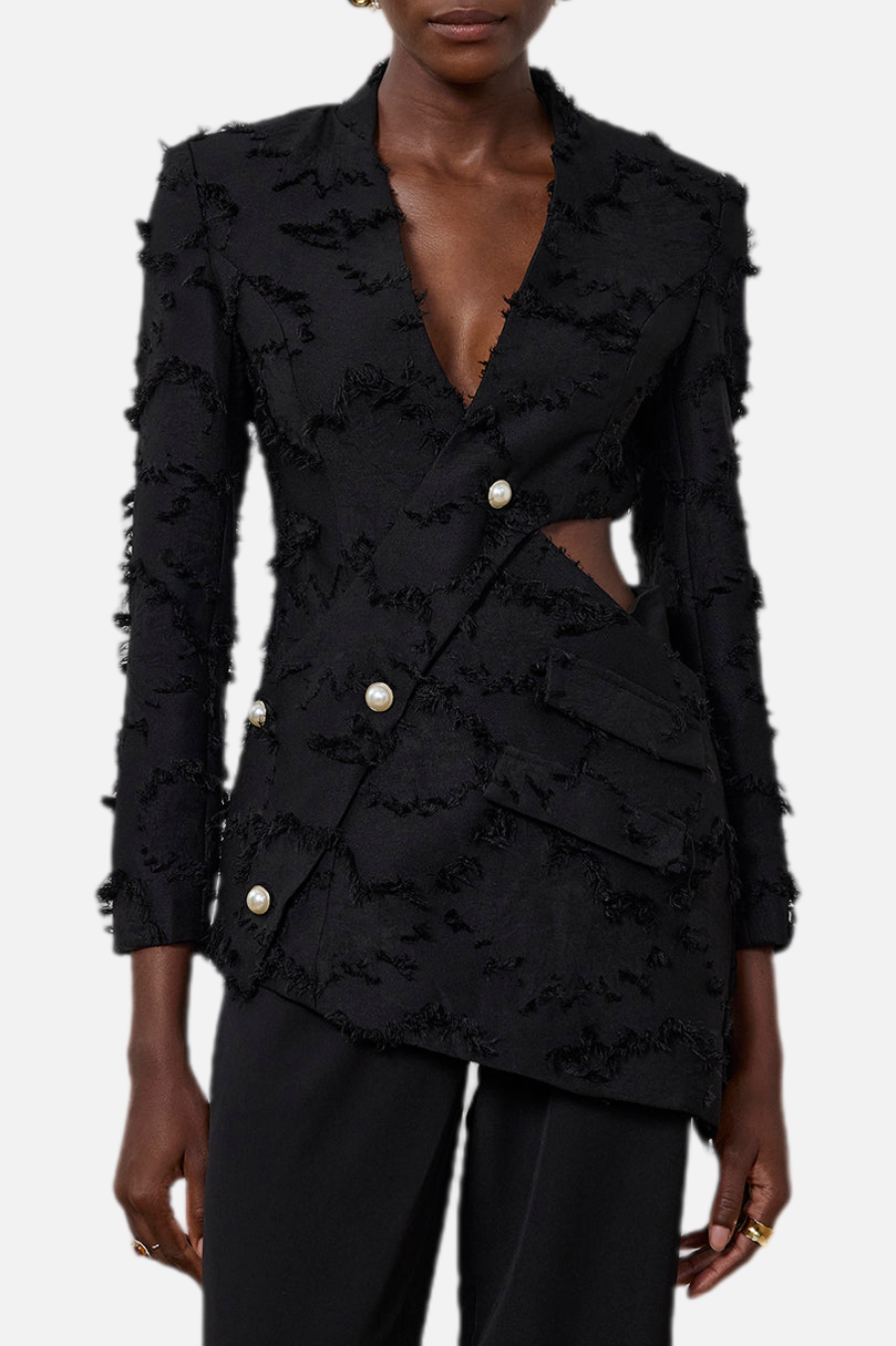 Flowering Girl Women Jovie Fringe Cutout Asymmetric Blazer