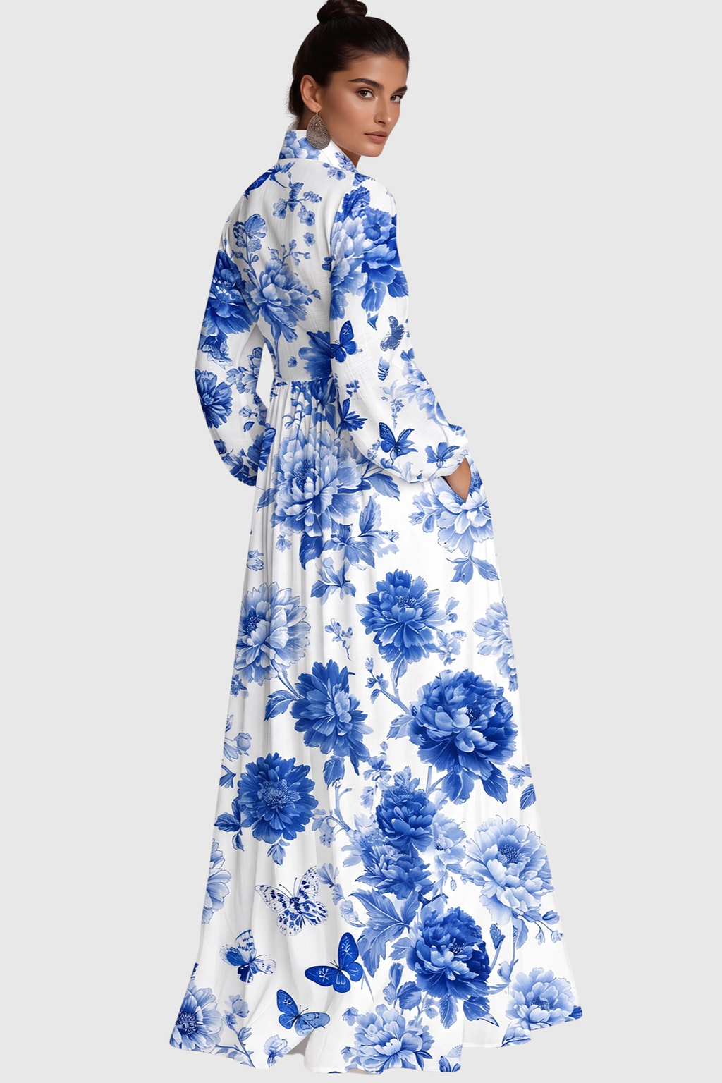 Flowering Girl Women Judie Floral Print Maxi Dress - Blue