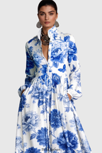 Flowering Girl Women Judie Floral Print Maxi Dress - Blue