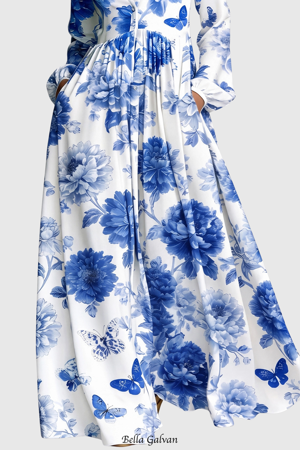 Flowering Girl Women Judie Floral Print Maxi Dress - Blue