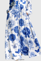 Flowering Girl Women Judie Floral Print Maxi Dress - Blue