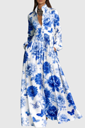 Flowering Girl Women Judie Floral Print Maxi Dress - Blue