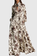 Flowering Girl Women Judie Floral Print Maxi Dress - Brown