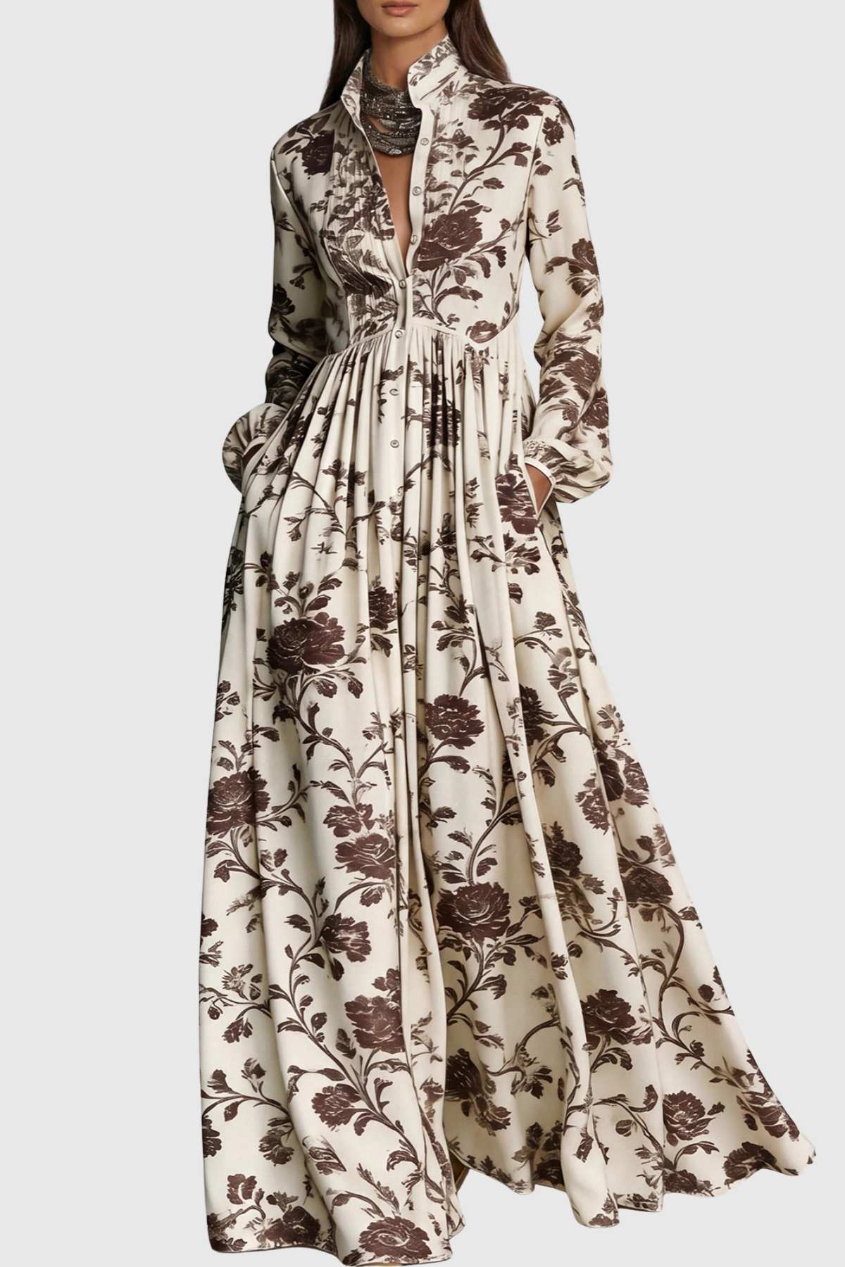 Flowering Girl Women Judie Floral Print Maxi Dress - Brown