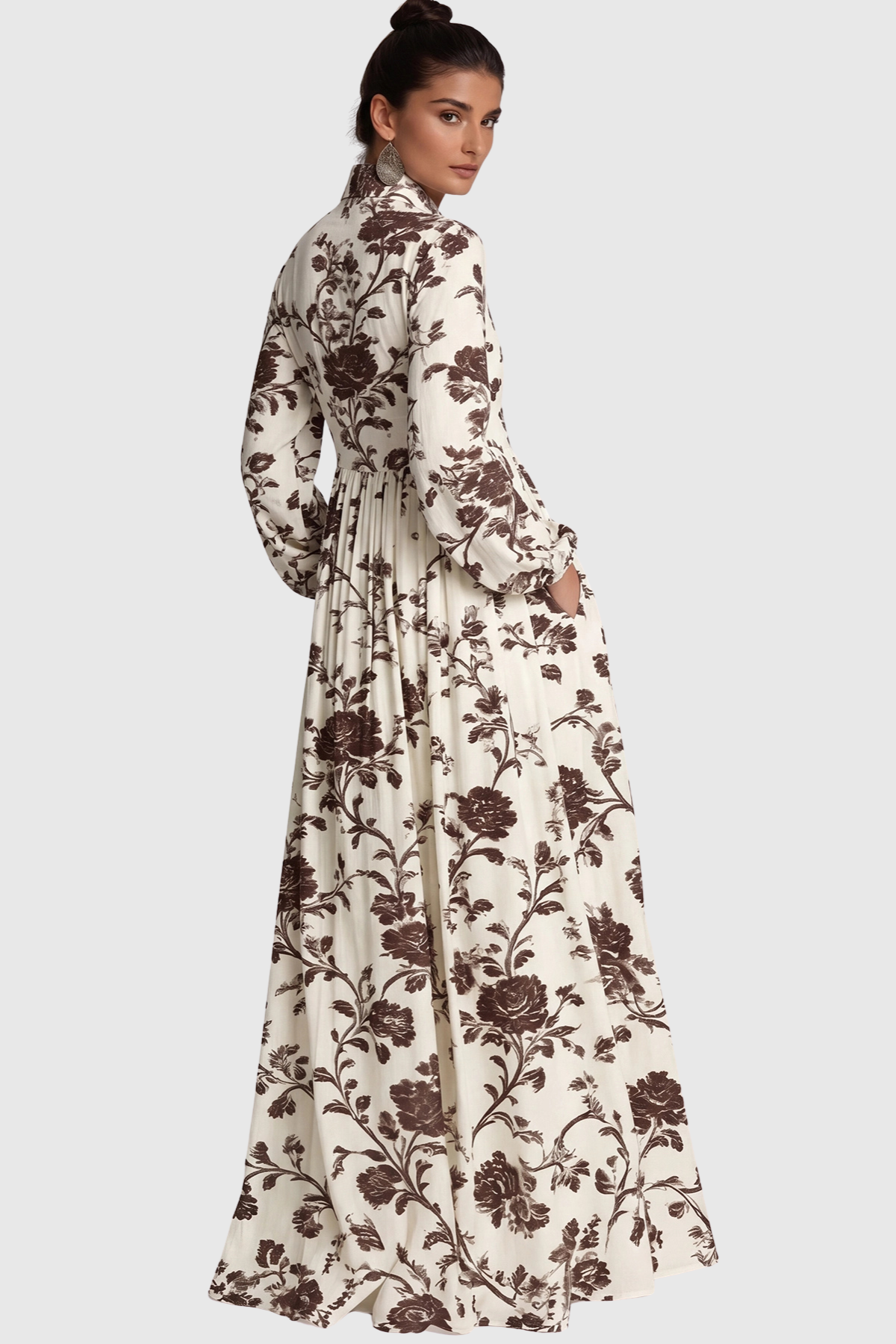 Flowering Girl Women Judie Floral Print Maxi Dress - Brown