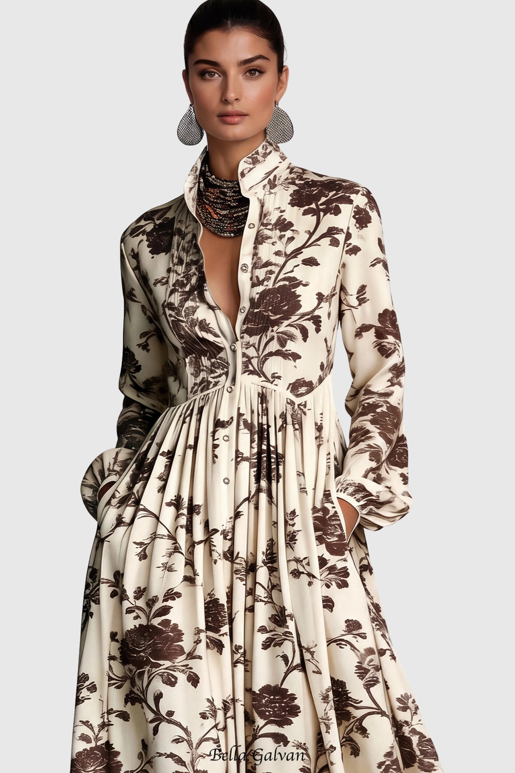 Flowering Girl Women Judie Floral Print Maxi Dress - Brown