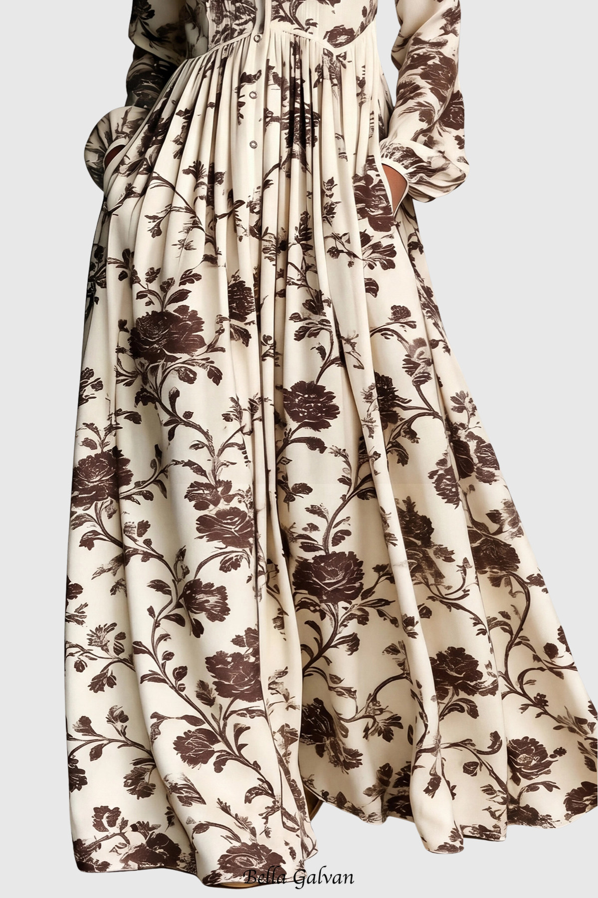 Flowering Girl Women Judie Floral Print Maxi Dress - Brown