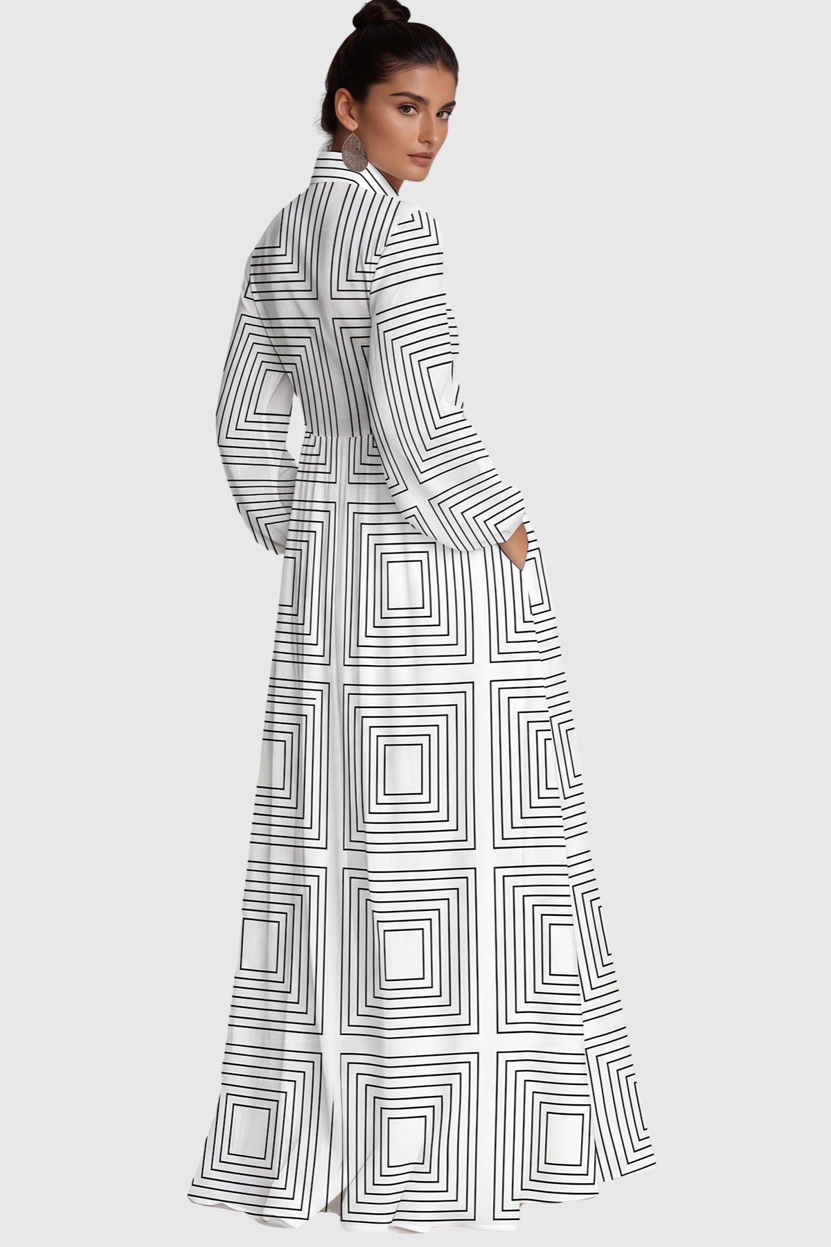 Flowering Girl Women Judie Geometric Print Maxi Dress - White