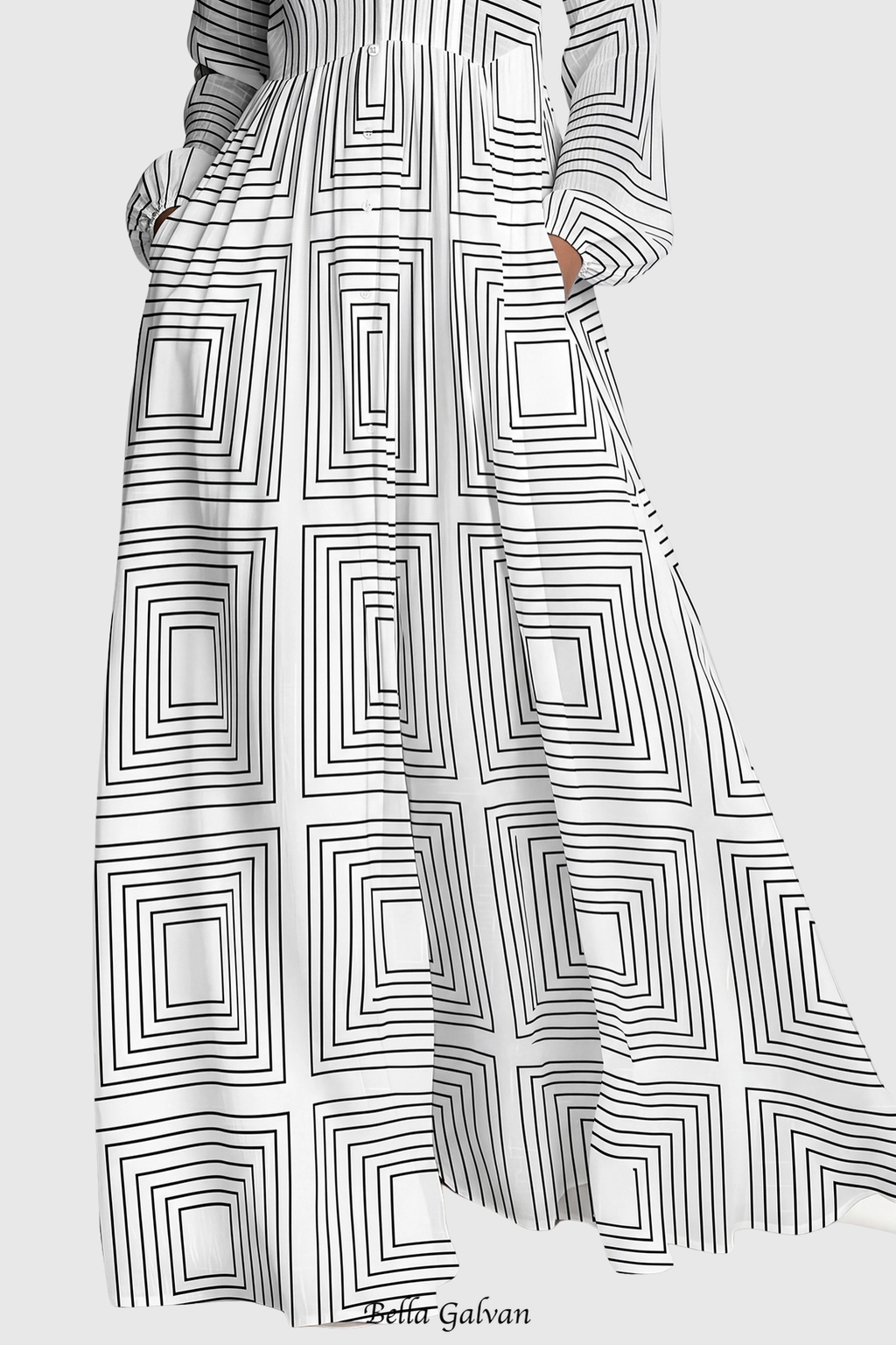 Flowering Girl Women Judie Geometric Print Maxi Dress - White