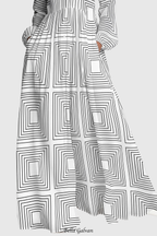 Flowering Girl Women Judie Geometric Print Maxi Dress - White