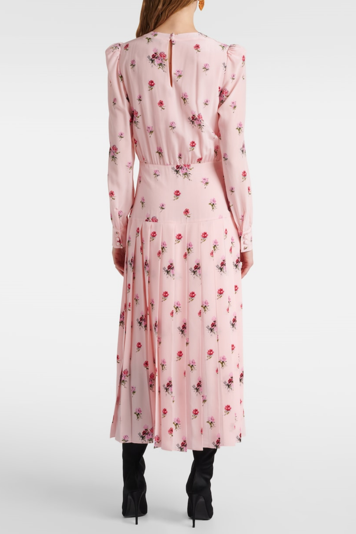Flowering Girl Women Jutalak Rose Print Pleated Midi Dress