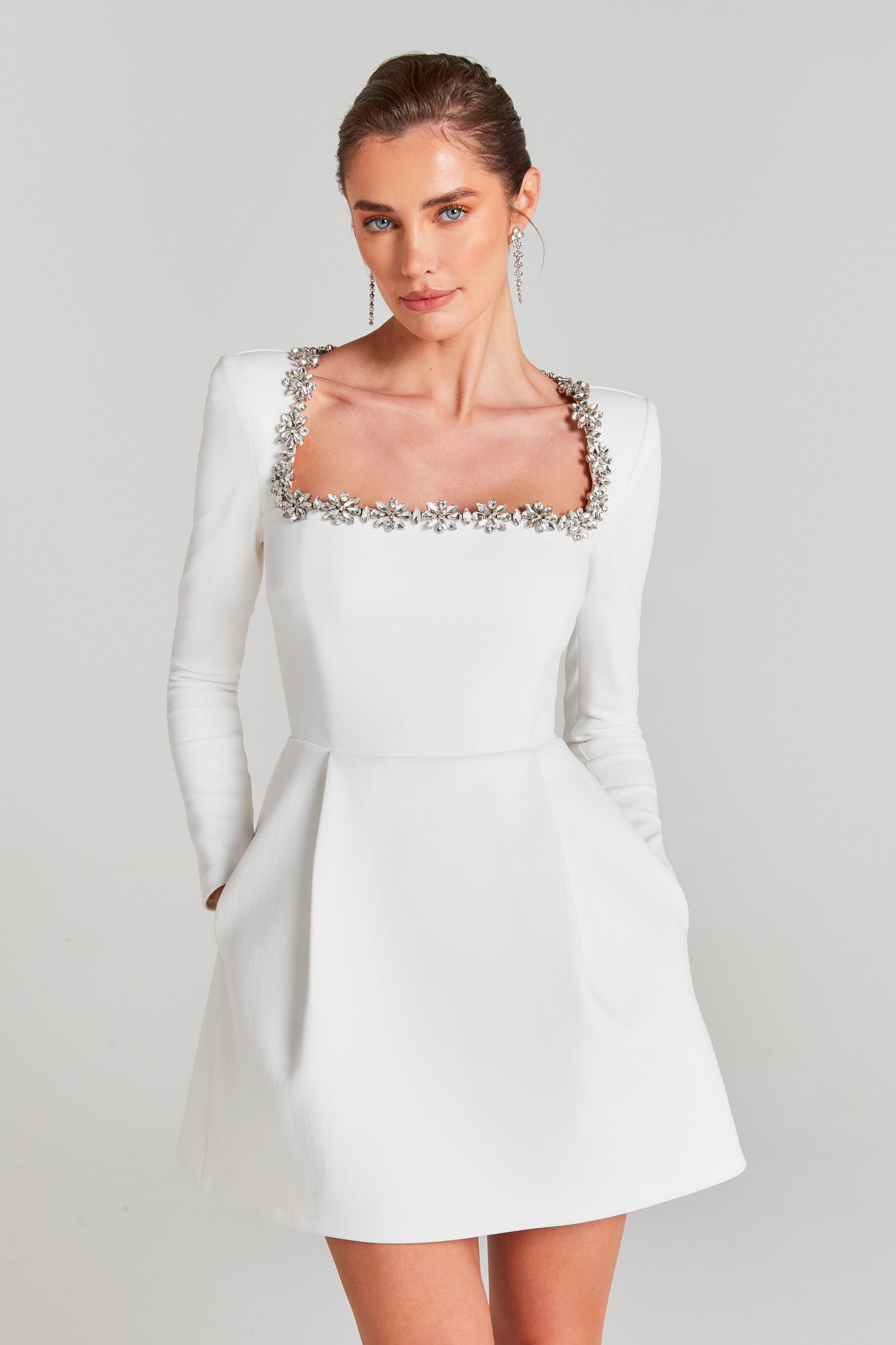 Flowering Girl Women Kimi White Crystal Mini Dress
