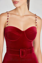 Flowering Girl Women Kalene Diamante Chain Velvet Jumpsuit