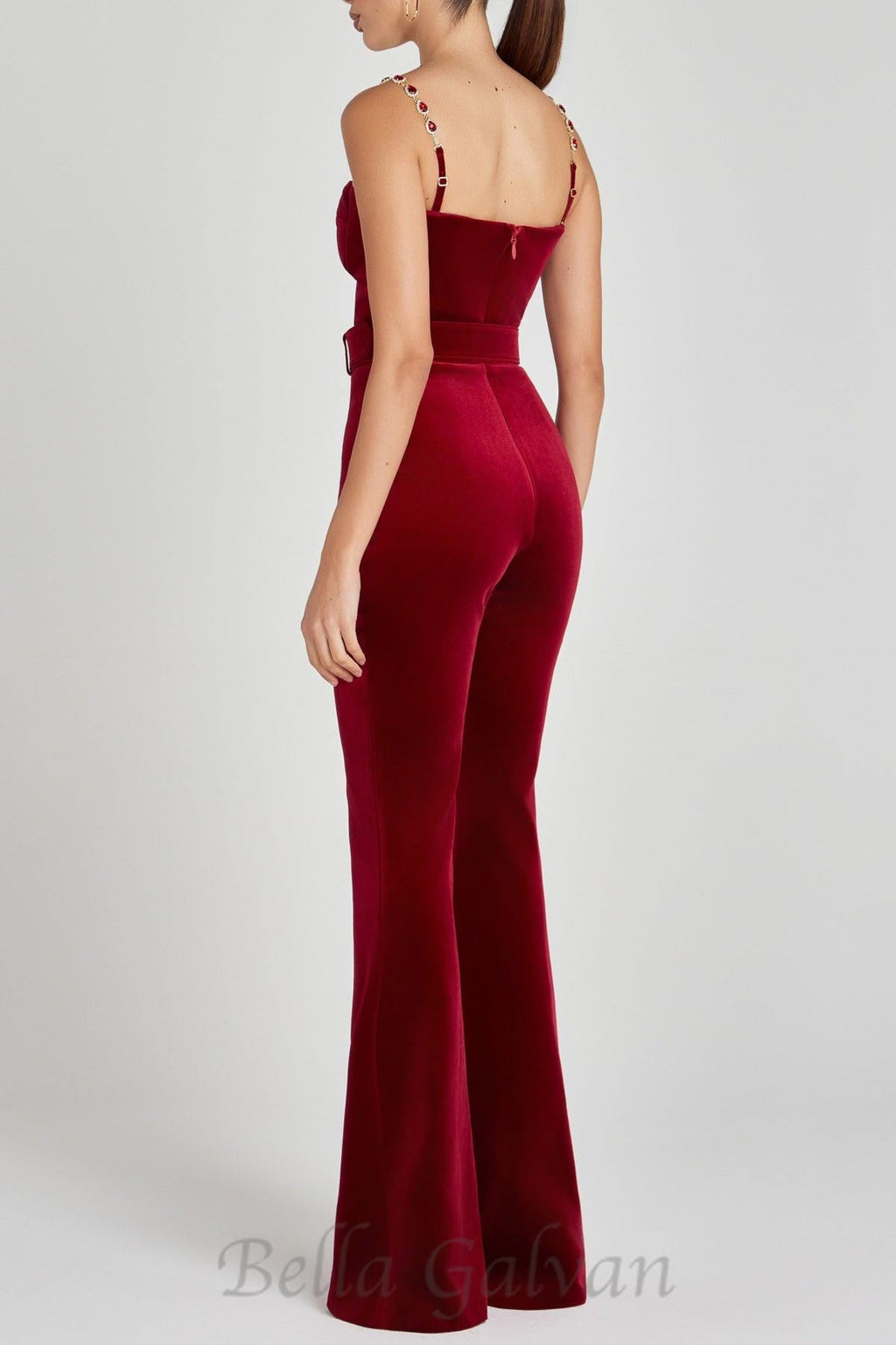 Flowering Girl Women Kalene Diamante Chain Velvet Jumpsuit
