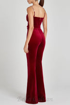 Flowering Girl Women Kalene Diamante Chain Velvet Jumpsuit