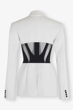 Flowering Girl Women Kamryn Paneled Mesh Blazer - White