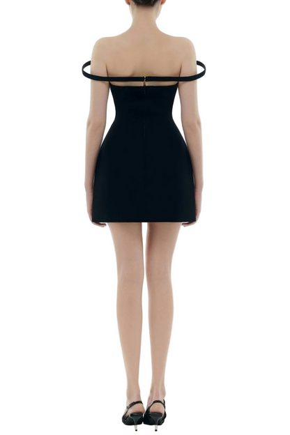 Kassiani Off Shoulder Mini Dress - Black