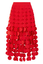 Flowering Girl Women Katelyn Fringe Midi Skirt - Red