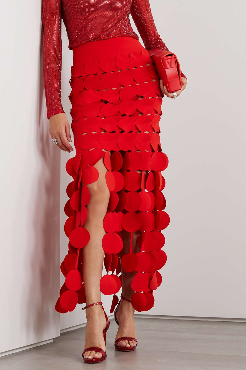 Flowering Girl Women Katelyn Fringe Midi Skirt - Red