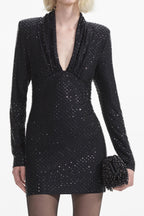 Flowering Girl Women Kawhi Rhinestone Embellished Mini Dress