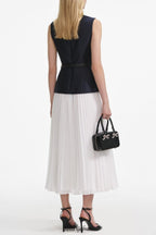 Sleeveless Belted Chiffon Midi Dress
