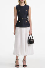 Sleeveless Belted Chiffon Midi Dress