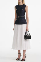 Sleeveless Belted Chiffon Midi Dress