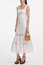 Keane Lace Insert Belted Midi Dress