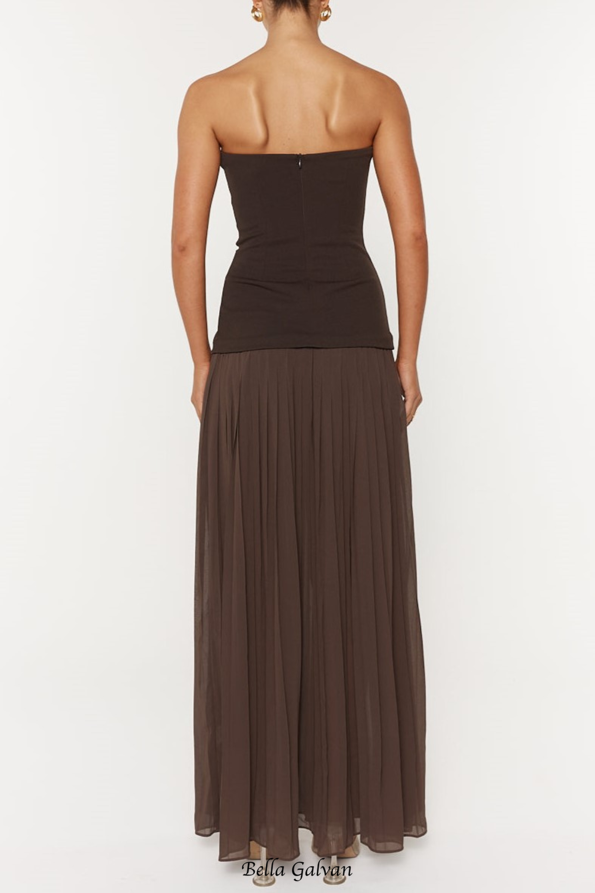 margueriteStrapless Pleated Maxi Dress