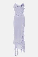Flowering Girl Women Kenzia Asymmetric Ruffle Midi Dress - Purple