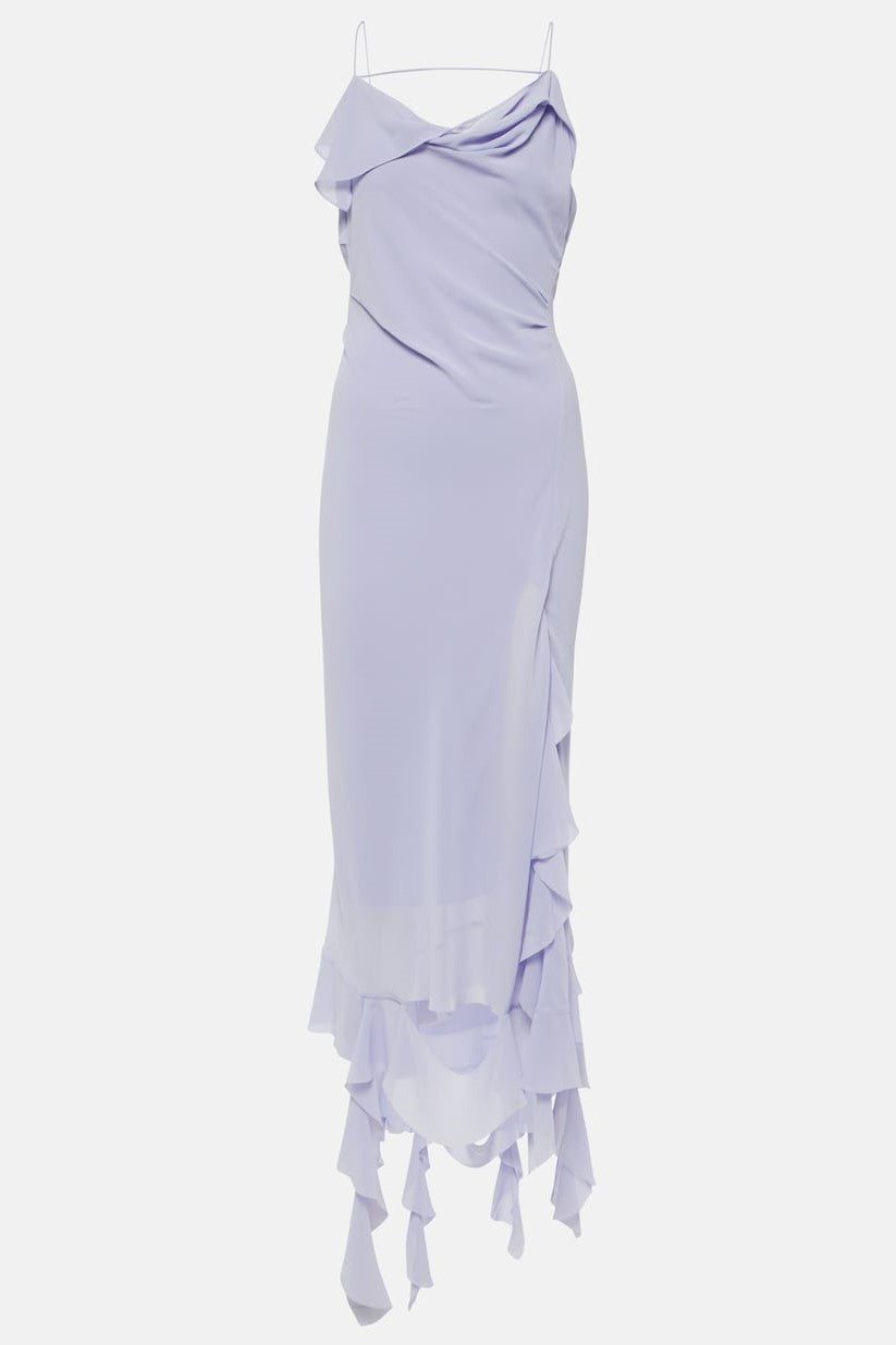 Flowering Girl Women Kenzia Asymmetric Ruffle Midi Dress - Purple