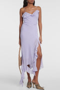Flowering Girl Women Kenzia Asymmetric Ruffle Midi Dress - Purple