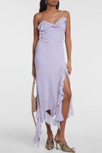 Flowering Girl Women Kenzia Asymmetric Ruffle Midi Dress - Purple