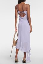 Flowering Girl Women Kenzia Asymmetric Ruffle Midi Dress - Purple