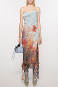 Flowering Girl Women Kenzia Printed Asymmetric Ruffle Midi Dress
