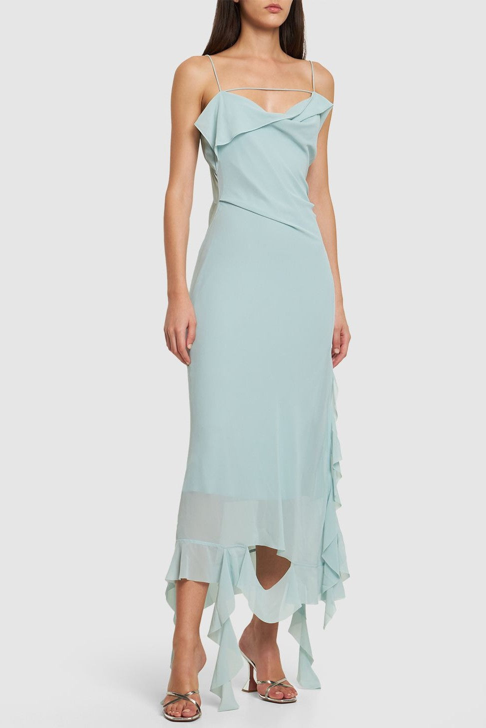 Flowering Girl Women Kenzia Asymmetric Ruffle Midi Dress - Green